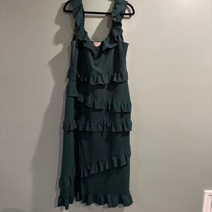 Show Me Your MuMu Dark Teal Ruffle Midi Dress